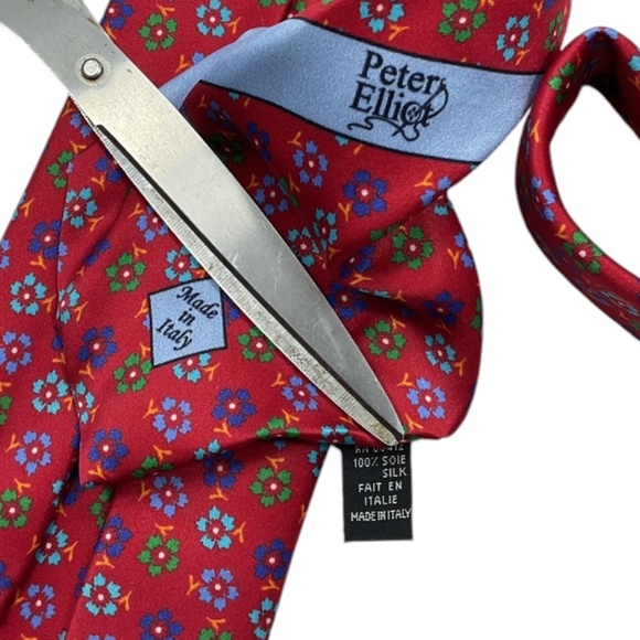 PETER ELLIOT SEVENFOLD Red Floral Silk LUXURY Tie ITALY - Picture 3 of 5